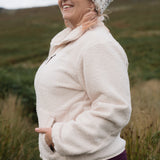 THE RAMBLER RECYCLED CREAM BORG ZIP THROUGH FLEECE