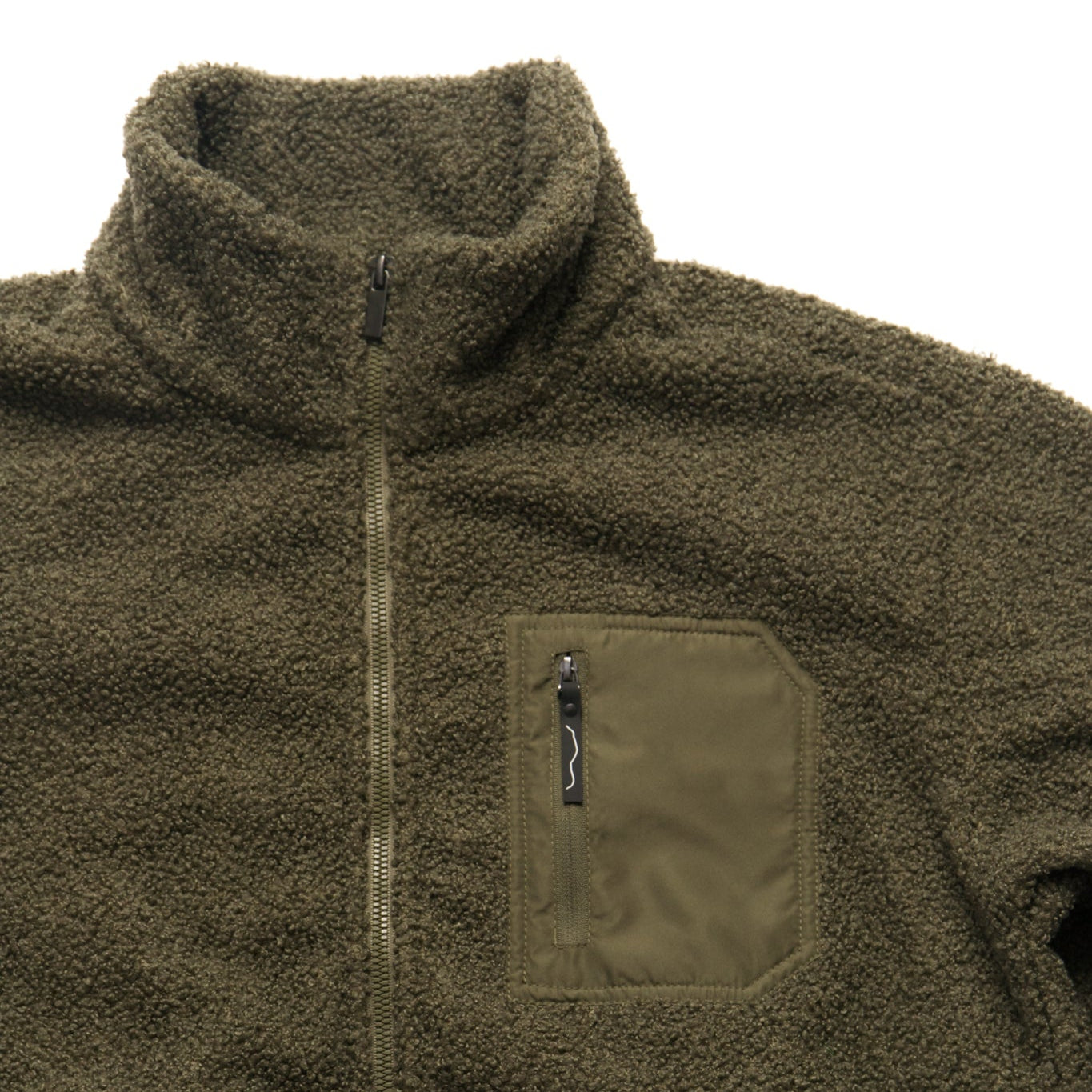 khaki borg fleece zipped-up