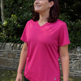 NEW FREEDOM Fuchsia Pink V-Neck Sports Top