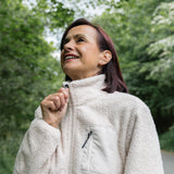 THE RAMBLER RECYCLED CREAM BORG ZIP THROUGH FLEECE