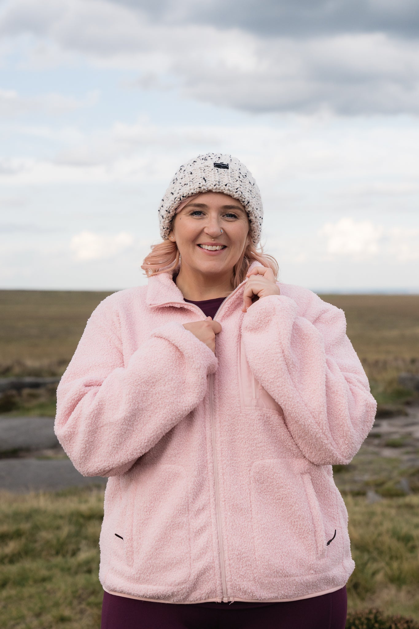 THE RAMBLER RECYCLED PINK BORG ZIP THROUGH FLEECE My Urban Trail