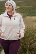 THE RAMBLER RECYCLED CREAM BORG ZIP THROUGH FLEECE