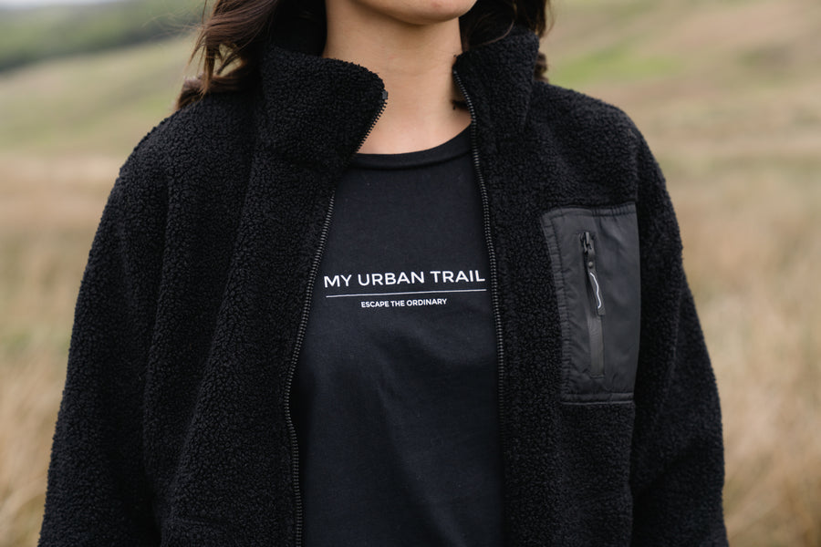 THE RAMBLER BLACK BORG ZIP THROUGH FLEECE