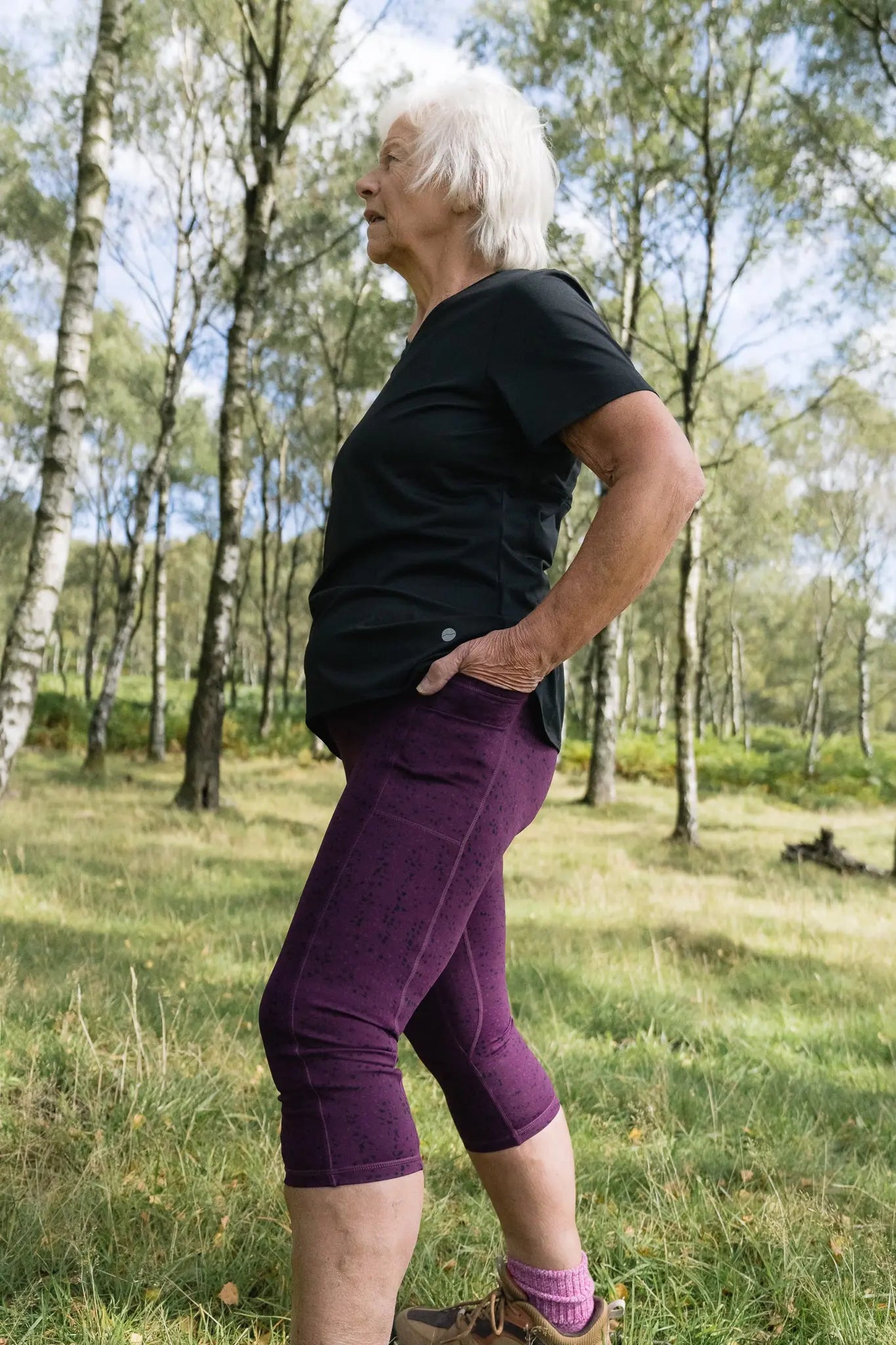 CAPRI TRAILBLAZER Plum Dot Print Hiking Leggings My Urban Trail