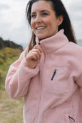 THE RAMBLER PINK BORG ZIP THROUGH FLEECE