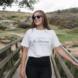 NEW Happiest Outdoors Ecru & Khaki Slogan Classic T-shirt
