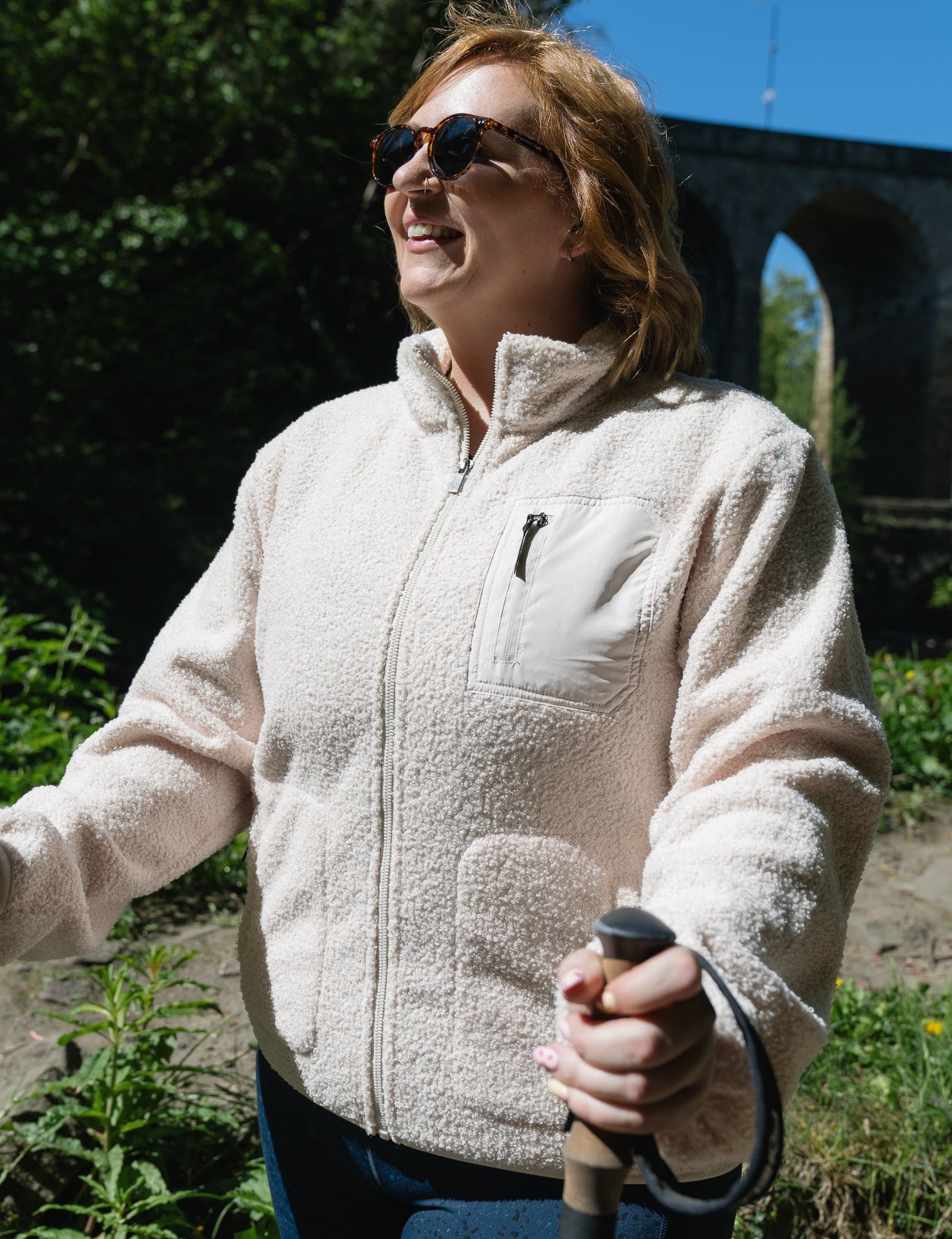 THE RAMBLER RECYCLED CREAM BORG ZIP THROUGH FLEECE My Urban Trail