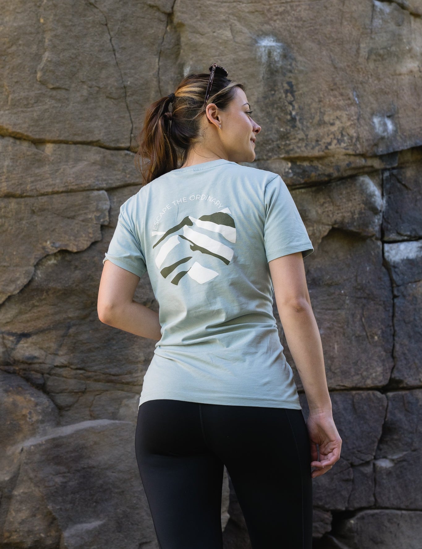 ESCAPE THE ORDINARY Sage Green Mountains T-Shirt My Urban Trail