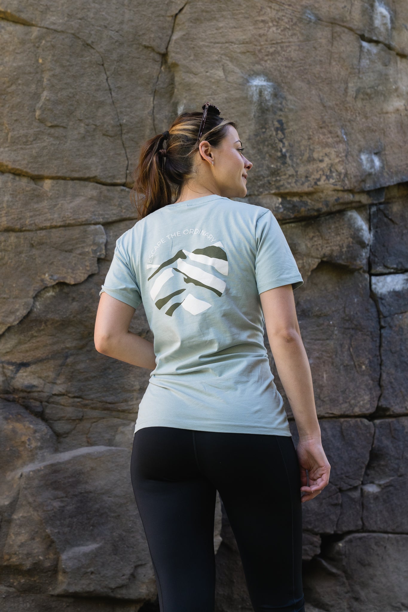 ESCAPE THE ORDINARY Sage Green Mountains T-Shirt My Urban Trail