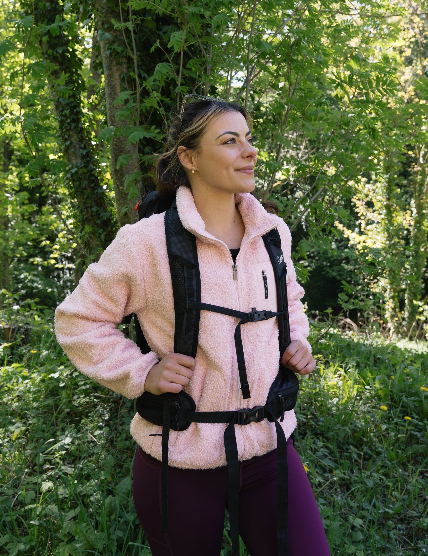 THE RAMBLER RECYCLED PINK BORG ZIP THROUGH FLEECE My Urban Trail