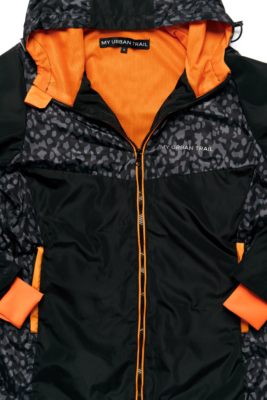 WANDERLUST Orange Print Recycled Waterproof Jacket My Urban Trail