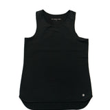 Black sleeveless sports top on a white background