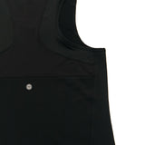 Black tank top with mesh racer back on a white background