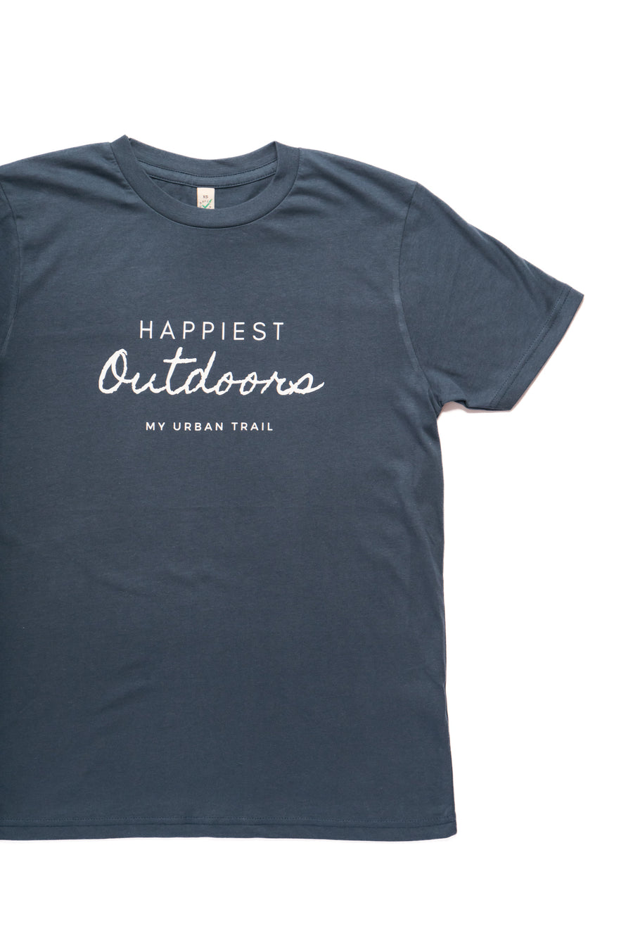 HAPPIEST OUTDOORS Denim Blue Slogan Classic T-shirt – My Urban Trail