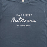 HAPPIEST OUTDOORS Denim Blue Slogan Classic T-shirt