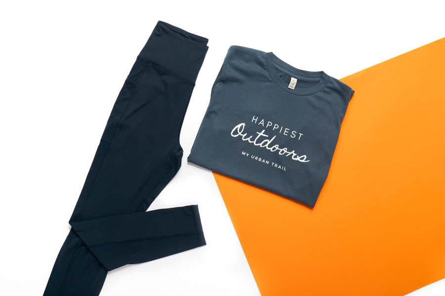 HAPPIEST OUTDOORS Denim Blue Slogan Classic T-shirt