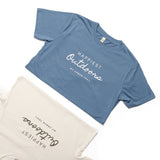 NEW Happiest Outdoors Ecru & Khaki Slogan Classic T-shirt