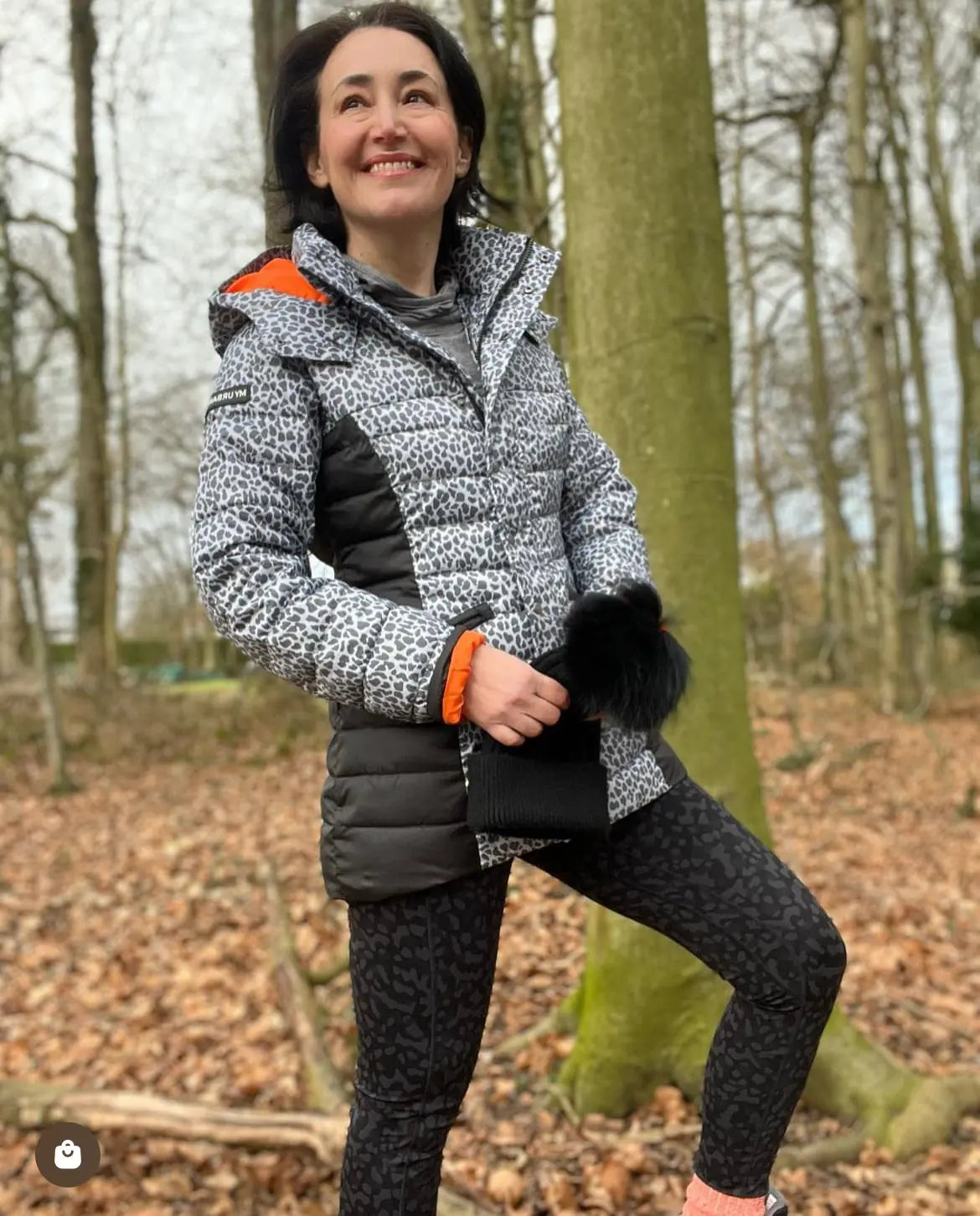EXPLORE Grey Leopard Silhouette Puffer Jacket My Urban Trail