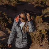 EXPLORE Grey Leopard Silhouette Puffer Jacket