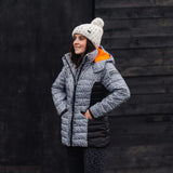 EXPLORE Grey Leopard Silhouette Puffer Jacket