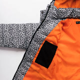 EXPLORE Grey Leopard Silhouette Puffer Jacket